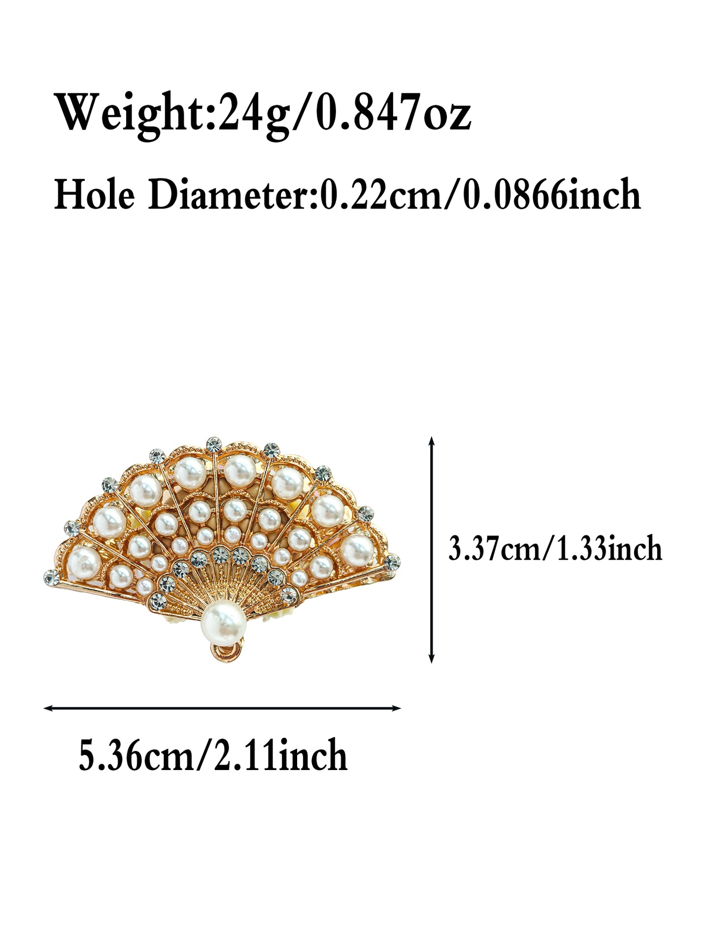 C52057 Fancy Bead Metal Diamond-Inlaid Fan Personalized Rhinestone Insect Spider Bead, Creative Retro Fashion Accessory Diy Pens Phone Chains