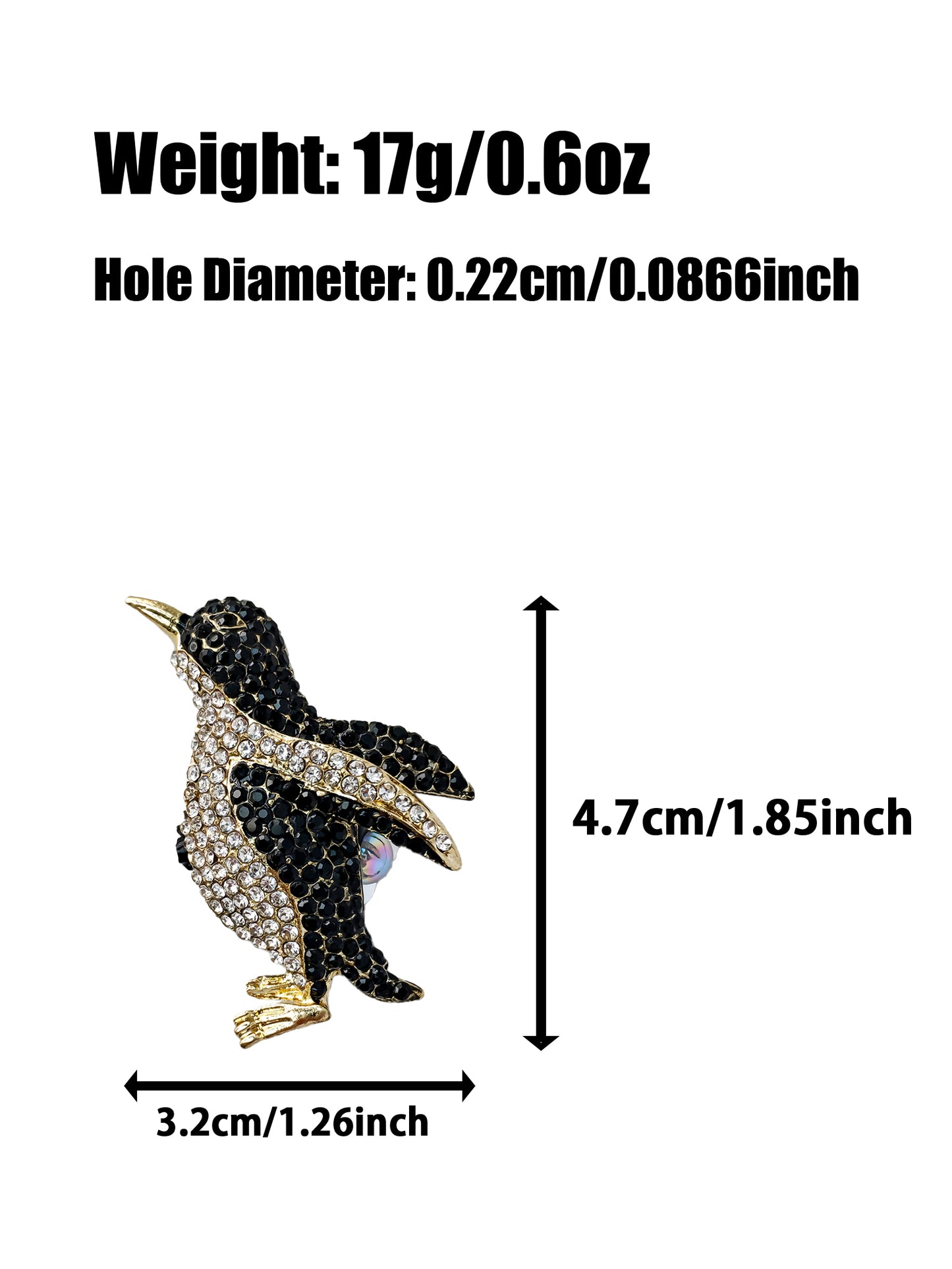 C52083 Metal Diamond-Engraved Penguin, Suitable For Bead Pens, Mobile Phone Pendants, Key Chains And Bags DIY Jewelry Craft Accessories