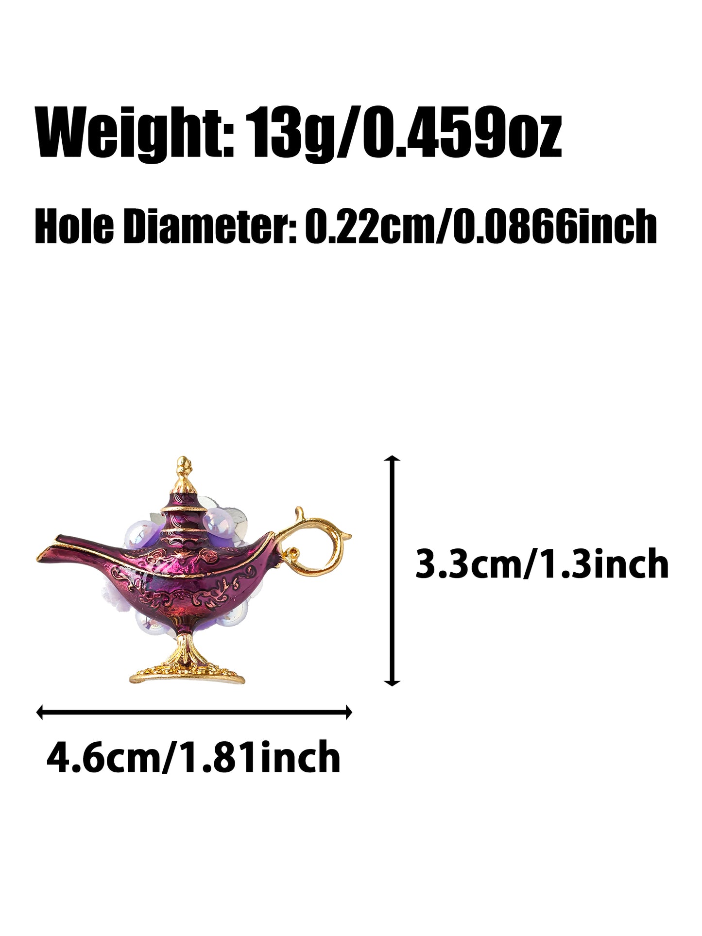 C52077 Metal Aladdin's Magic Lamp Suitable For Bead Pens, Mobile Phone Pendants, Key Chains And Bags DIY Jewelry Craft Accessories