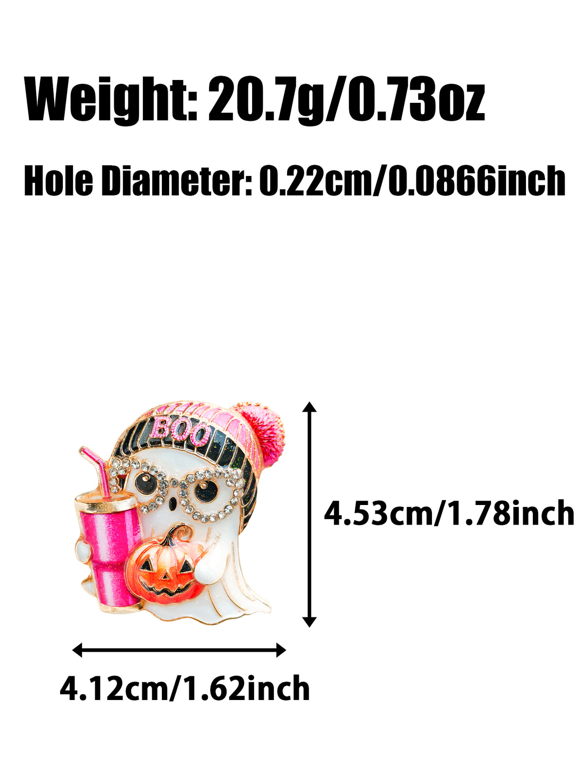 C52156 Halloween Cute Ghost Rhinestone Enamel Focal Bead, Pumpkin Drink Cartoon Alloy Large Hole Bead, DIY Bead Pen, Keychain, Bag Charm Jewelry Making Accessories