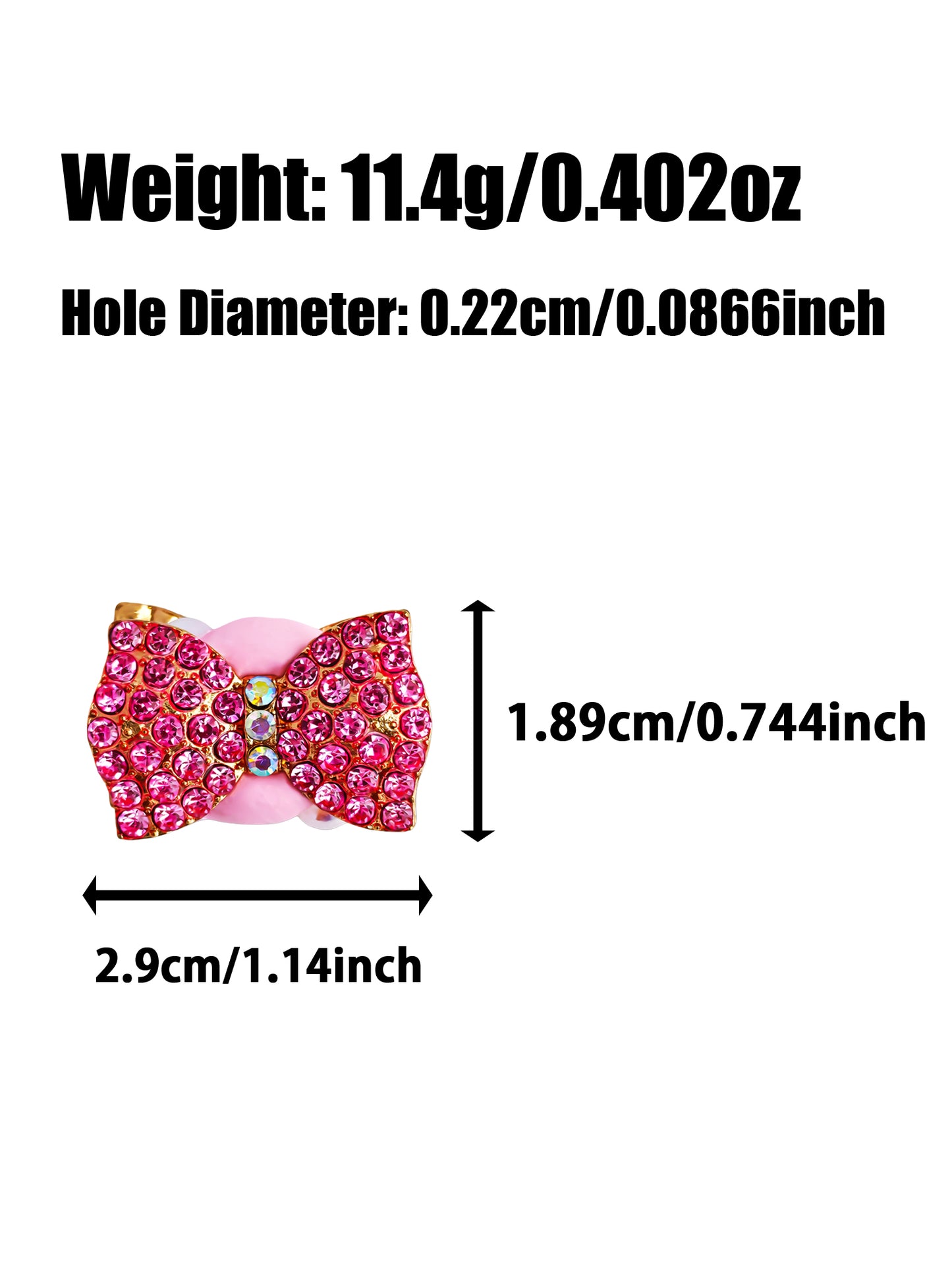C52124 Metal Diamond-Studded Candy Bow Suitable For Necklace, Bracelet, Phone Chain, Bag Charms, Key-chain
