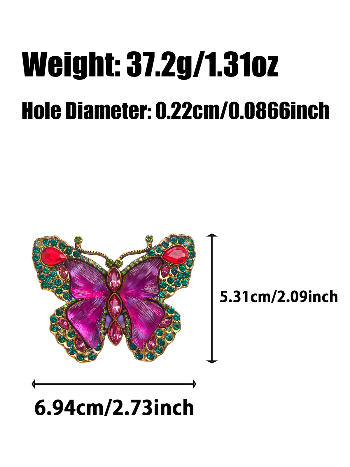 C52140 Vintage Enamel Rhinestone Butterfly Focal Bead, Large Hole Enamel Butterfly Bead, DIY Bead Pen, Keychain, Bag Charm Jewelry Making Accessories