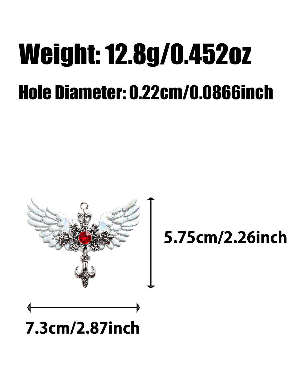 C52147 Gothic Angel Wing Cross Focal Bead, AB Iridescent Rhinestone Large Hole Bead, DIY Bead Pen, Keychain, Bag Charm Jewelry Making Accessories