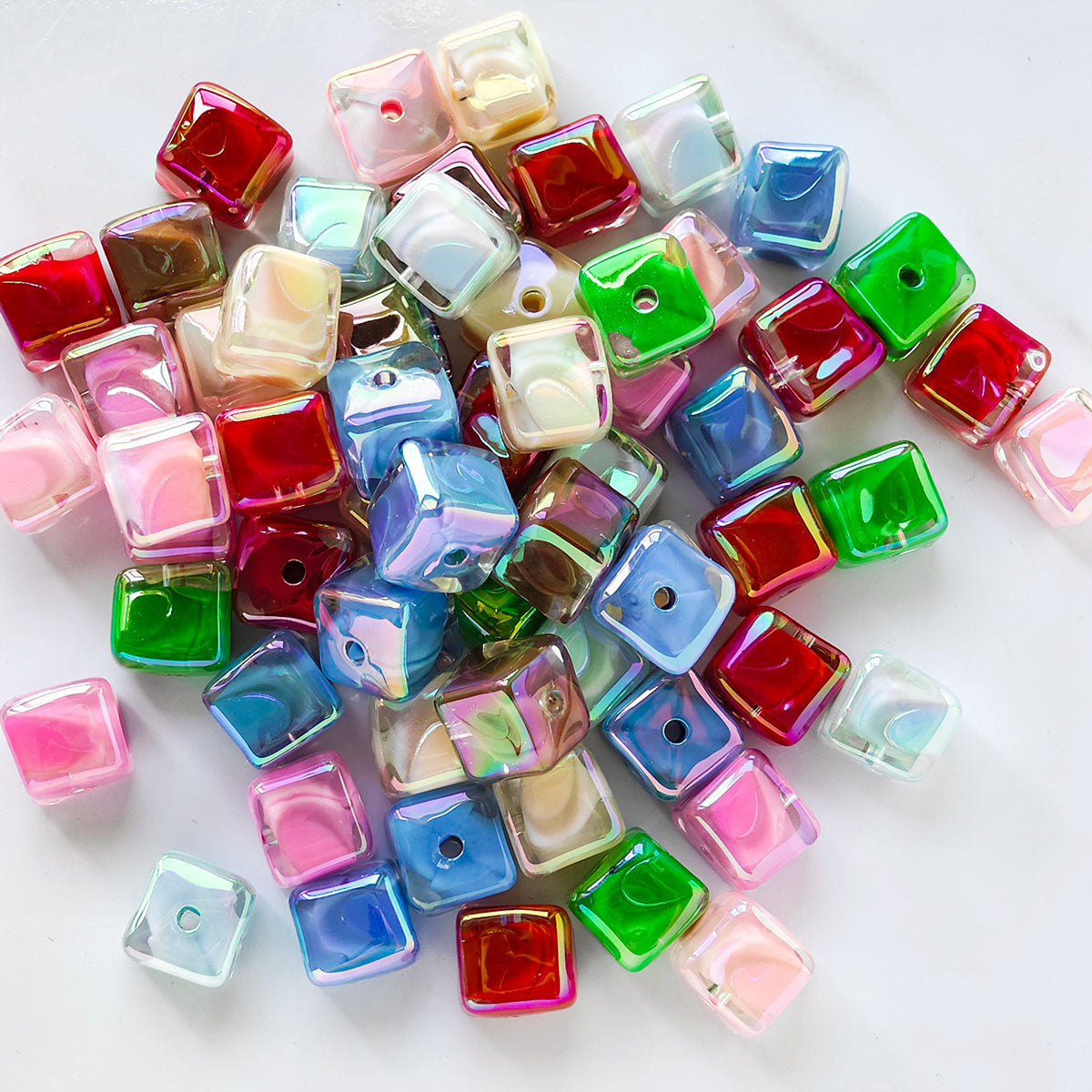 AA001 30pcs/Set 14mm Square Beads Large Hole Acrylic Beads, Suitable For DIY Jewelry - Great For Diy Pens, Necklaces, Keychains
