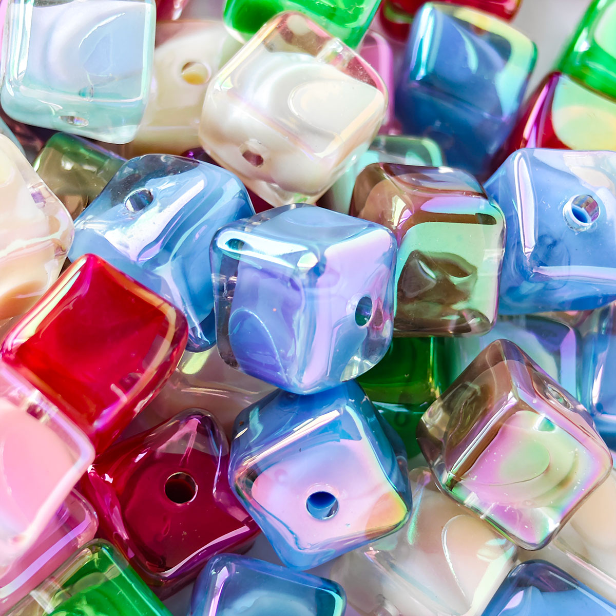 AA001 30pcs/Set 14mm Square Beads Large Hole Acrylic Beads, Suitable For DIY Jewelry - Great For Diy Pens, Necklaces, Keychains
