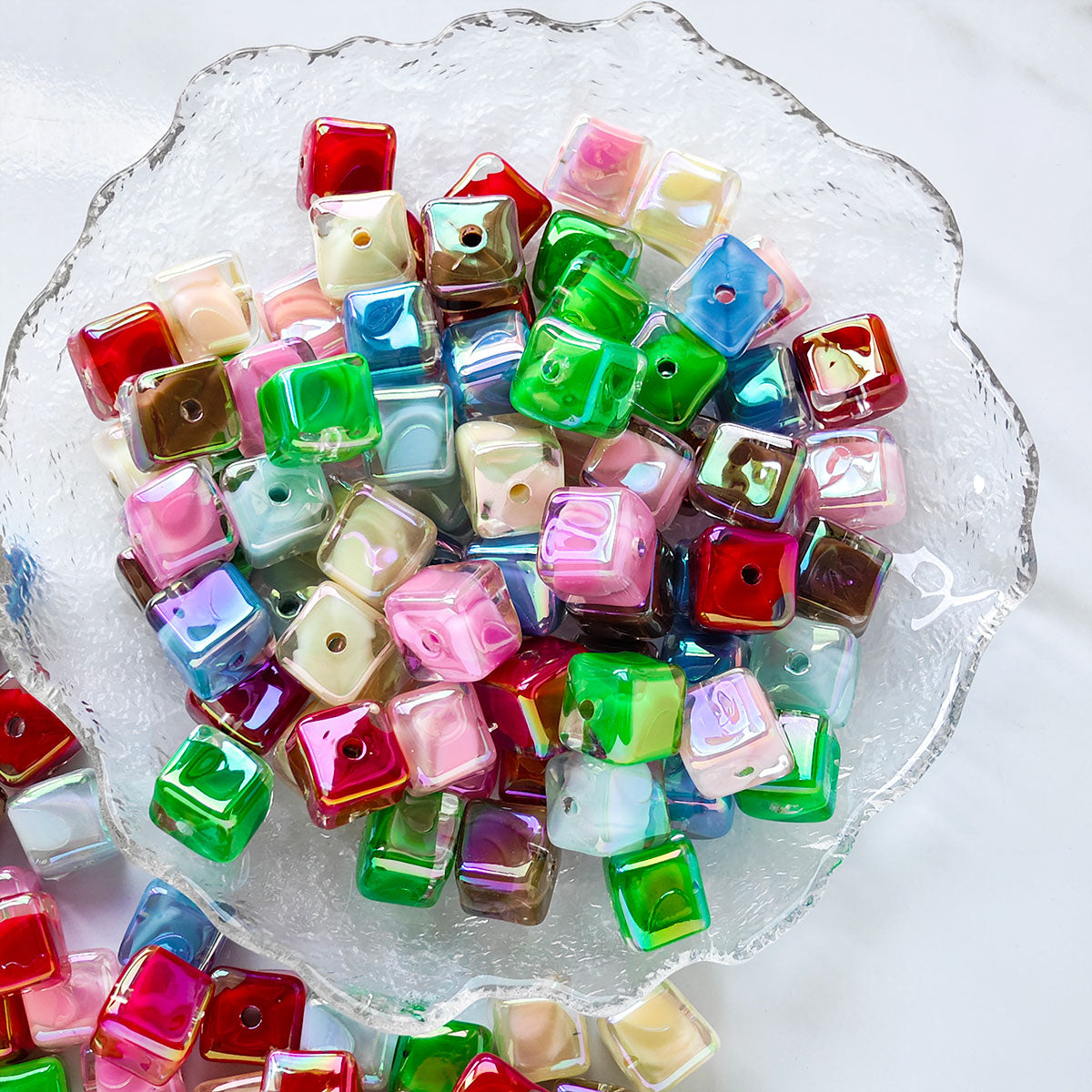 AA001 30pcs/Set 14mm Square Beads Large Hole Acrylic Beads, Suitable For DIY Jewelry - Great For Diy Pens, Necklaces, Keychains