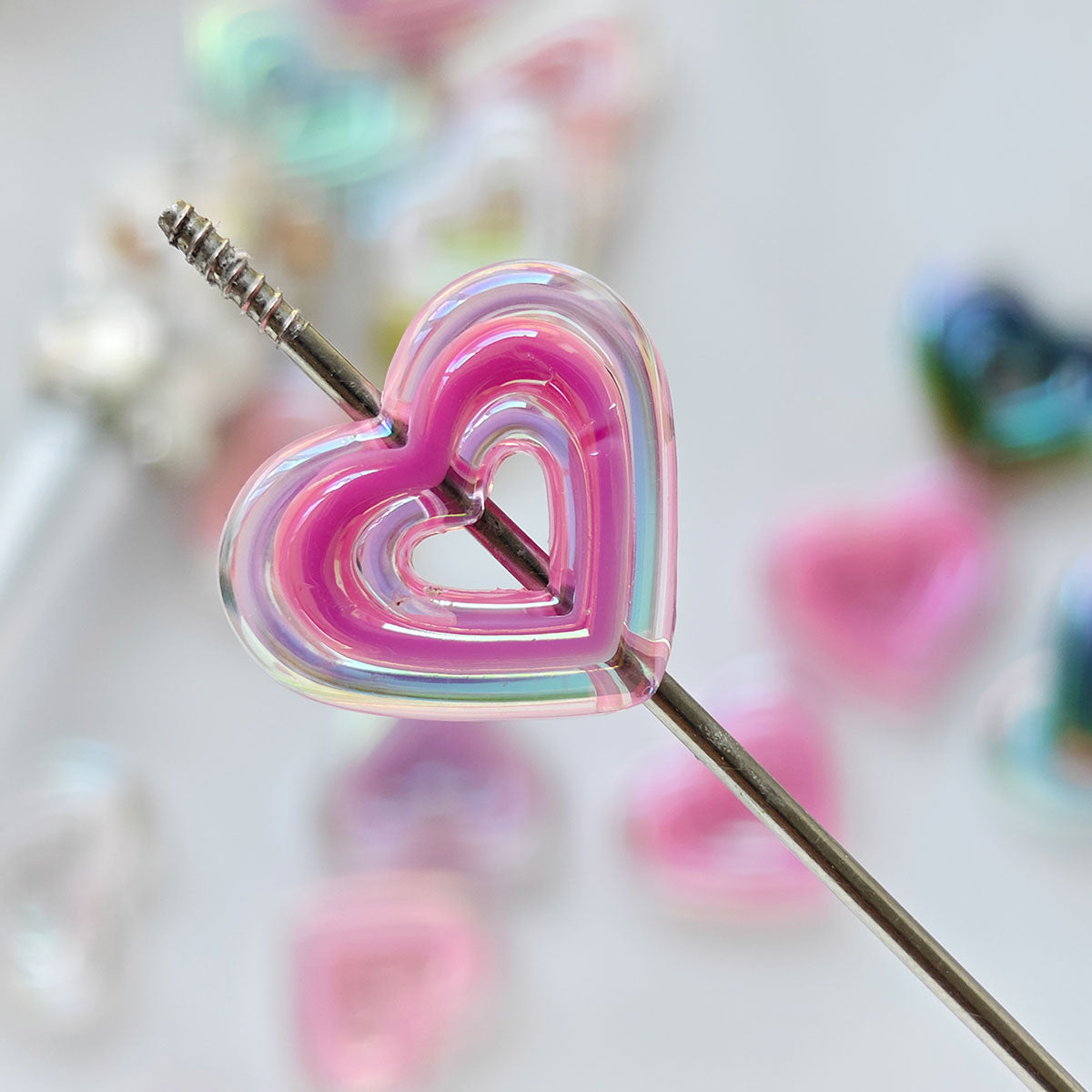 AA002 30pc / bag Acrylic Ab Color Heart-Shaped Diy Jewelry Beads, Random Colors, Great for Diy Pens ,Keychains