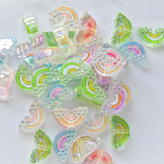 AA003  25pc / bag Colorful Beads, Rainbow shape beads, DIY Jewelry Making And Decorations, Suitable For Necklace, Bracelet, Phone Chain, Bag Charms,Keychain,