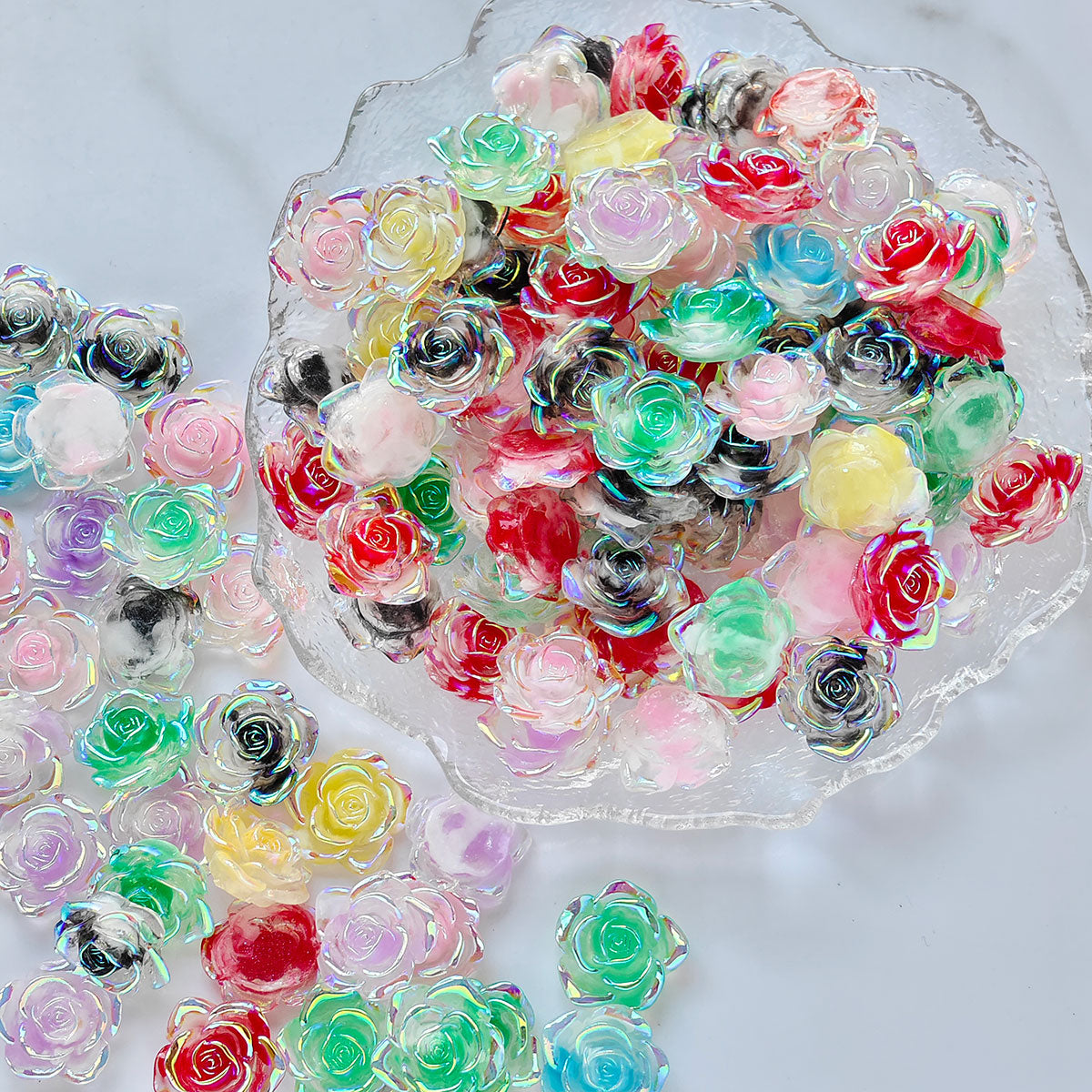 AA006 30pc/ bag Flower Series Daisies Roses flowers 3D Charms Patches Jewelry Ornament For Jewelry Making Hairwear Phone Shell Accessorie,Keychains