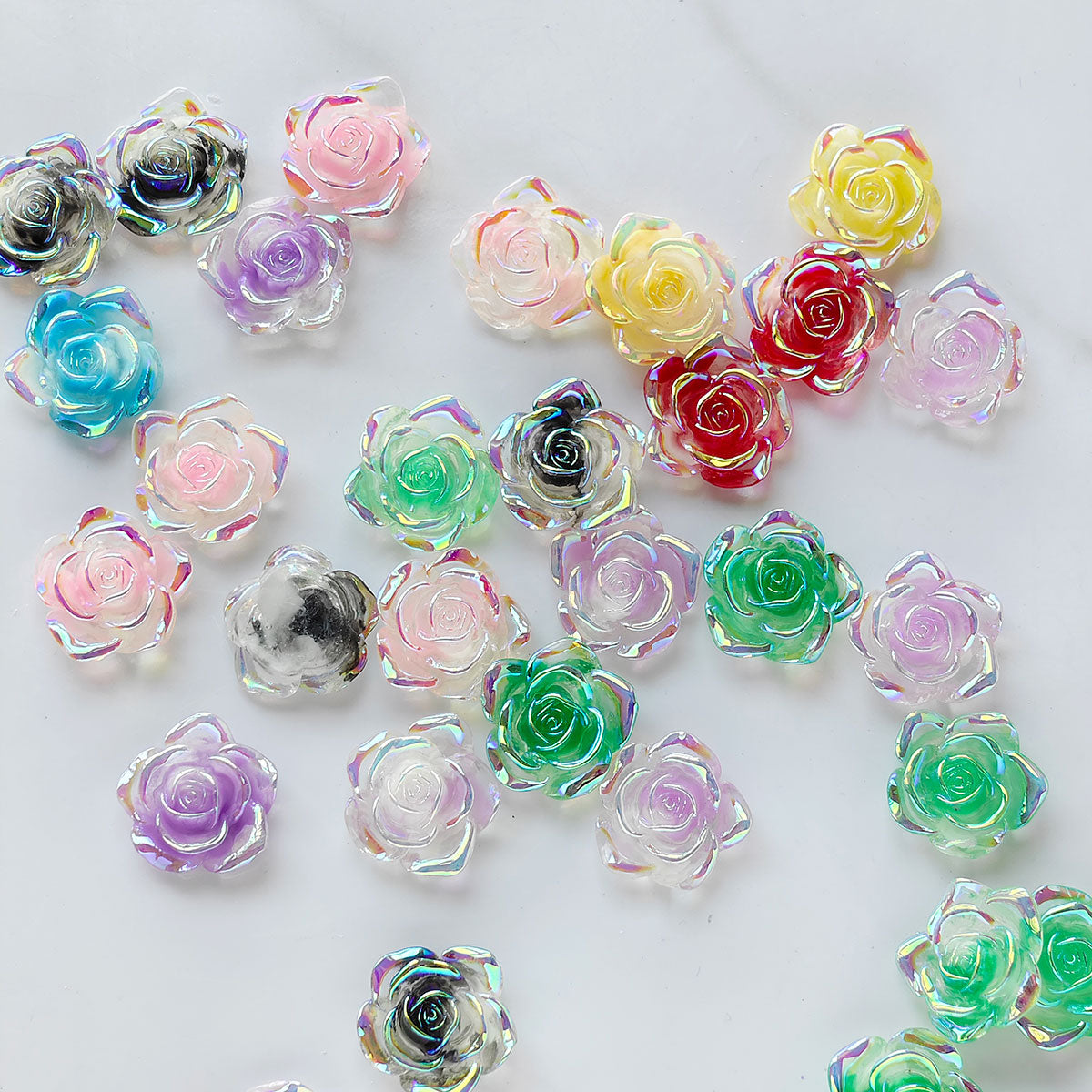 AA006 30pc/ bag Flower Series Daisies Roses flowers 3D Charms Patches Jewelry Ornament For Jewelry Making Hairwear Phone Shell Accessorie,Keychains