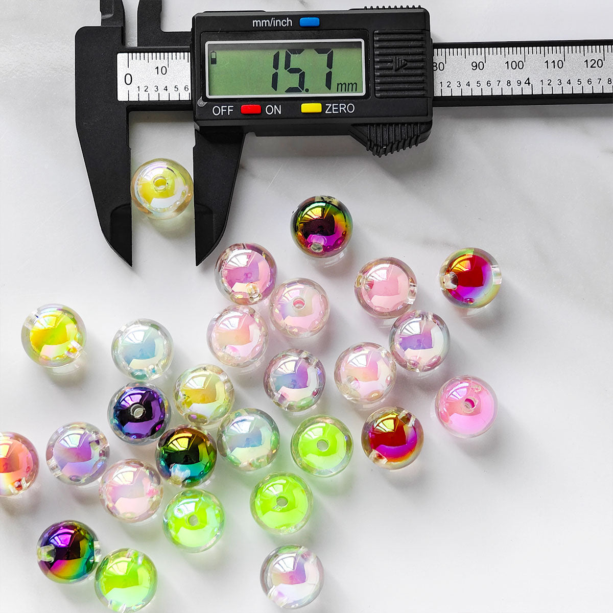 AA015 16mm Mixed Color AB Plated Round Acrylic Beads For Jewelry Making DIY Bracelet ,pens, keychains, phone chains,