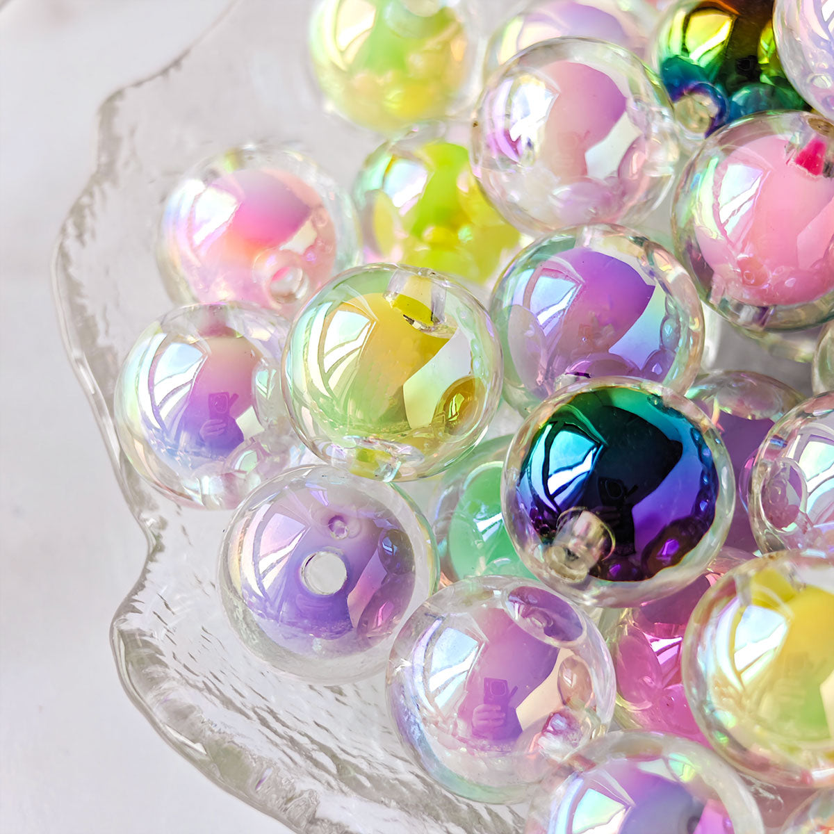 AA015 16mm Mixed Color AB Plated Round Acrylic Beads For Jewelry Making DIY Bracelet ,pens, keychains, phone chains,