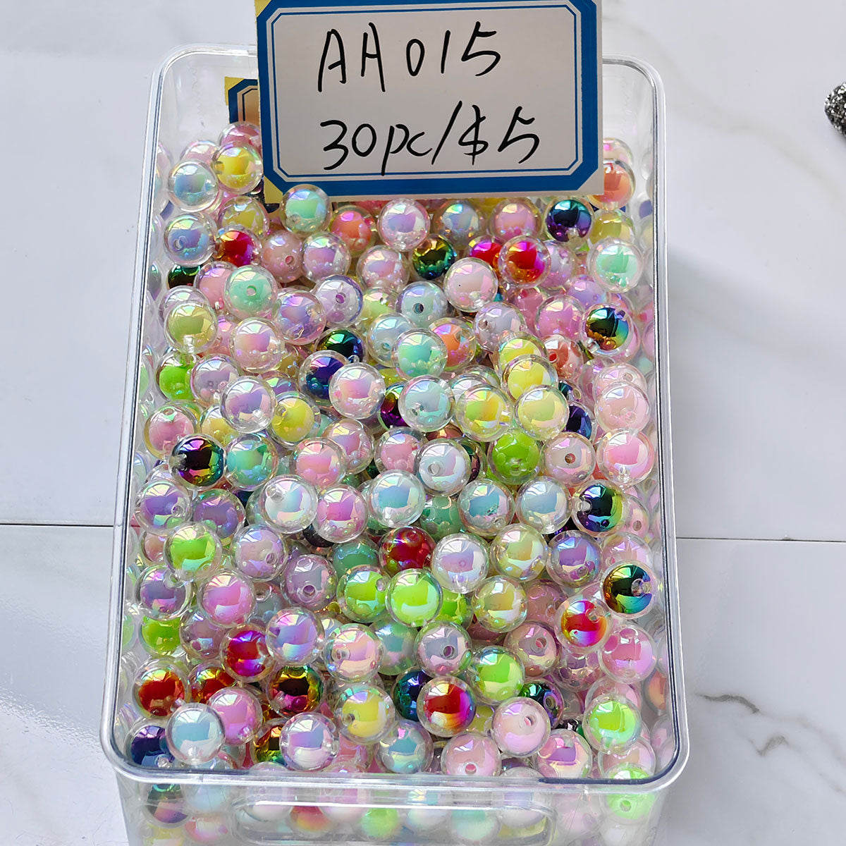 AA015 16mm Mixed Color AB Plated Round Acrylic Beads For Jewelry Making DIY Bracelet ,pens, keychains, phone chains,