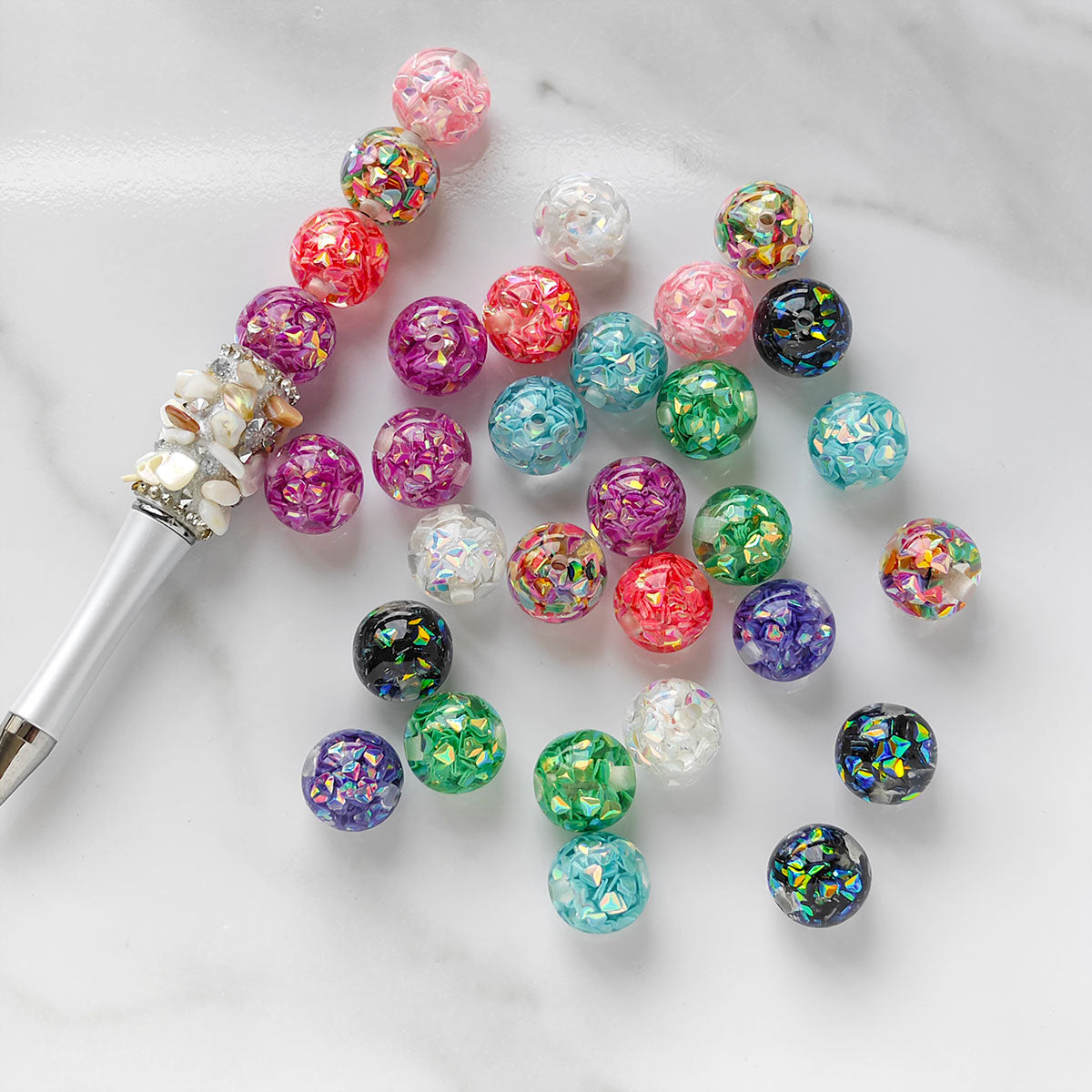AA020 Fashionable Shiny Resin 16mm Transparent Round Beads, DIY Jewelry Necklace Bracelet Craft Making Supplies,DIY pens, keychains ,phone chains