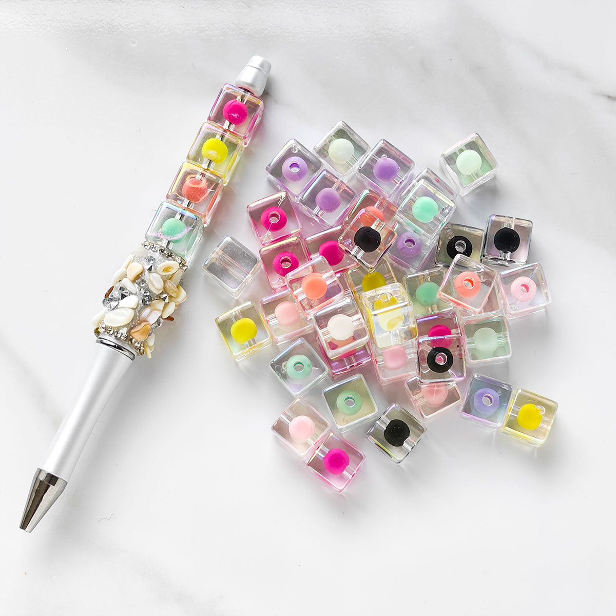 AA025 Multicolor High Quality Acrylic Square Hole Beads, Suitable For Jewelry Making, DIY Bracelet, Necklace, Keychain, Phone Strap Accessories,IDY Pens