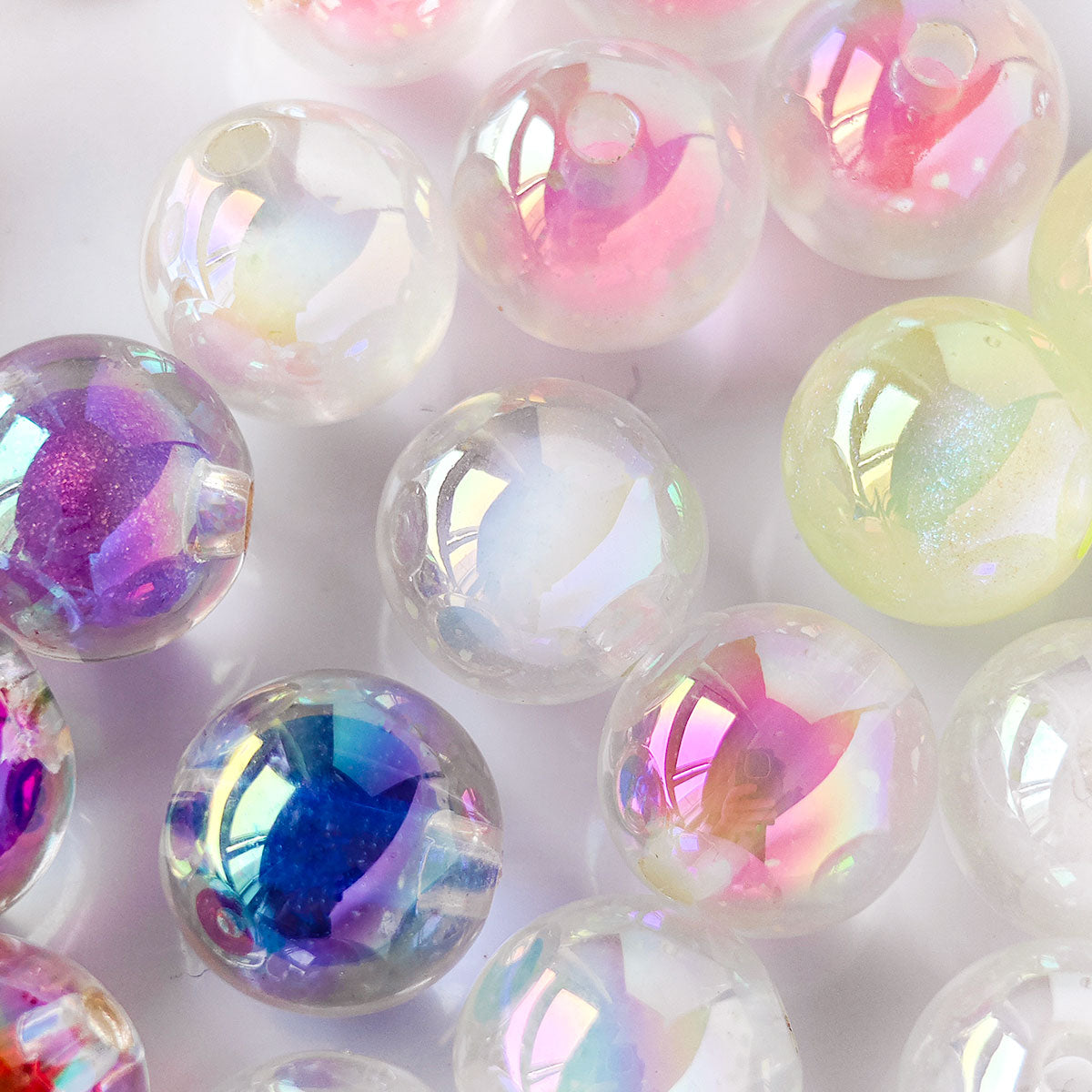 AA024 30pc/set 16mm Acrylic Straight Hole Round Beads DIY Cell Phone Chain Keychain ,PensCar Hanging Spacer Beads Material Accessories Decoration