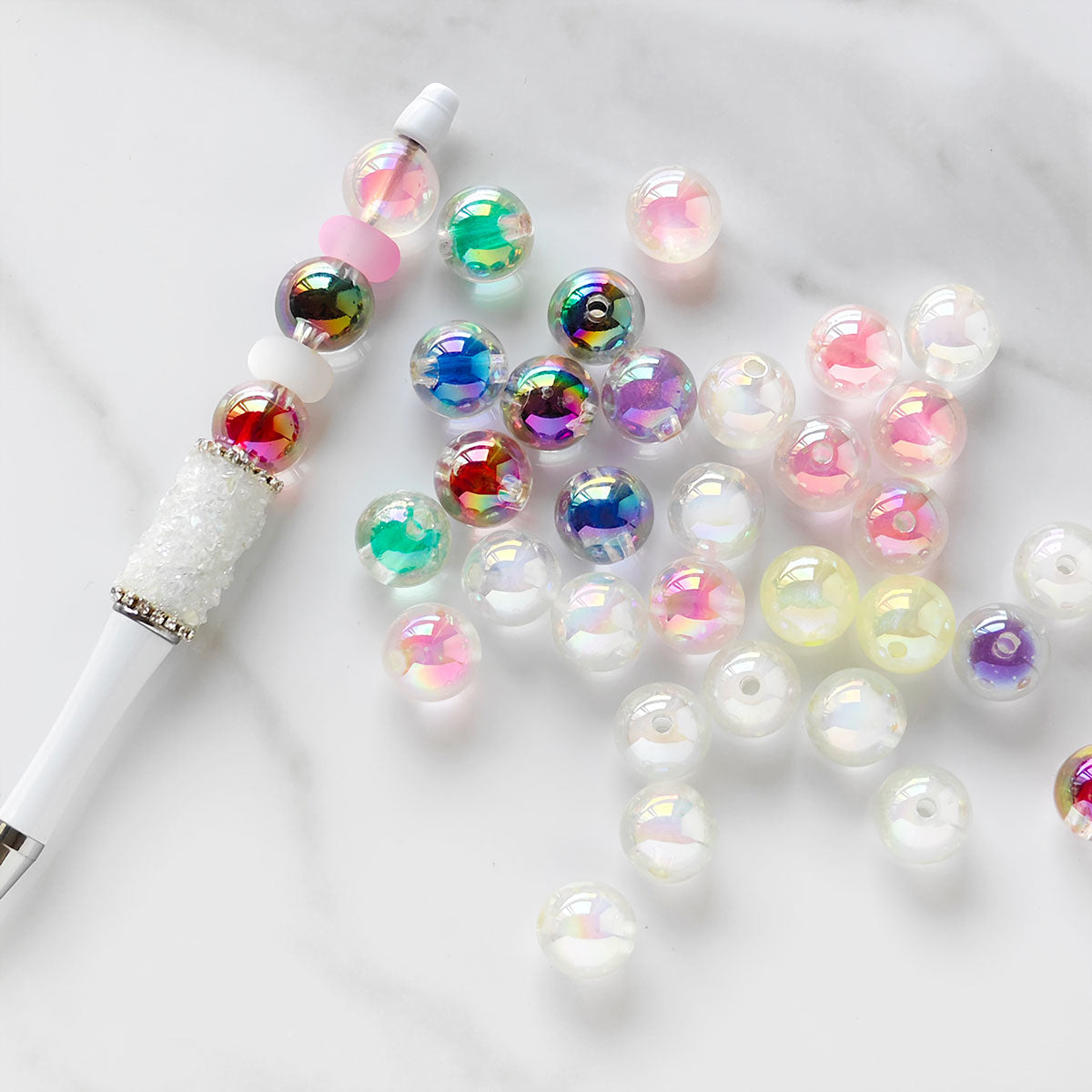 AA024 30pc/set 16mm Acrylic Straight Hole Round Beads DIY Cell Phone Chain Keychain ,PensCar Hanging Spacer Beads Material Accessories Decoration