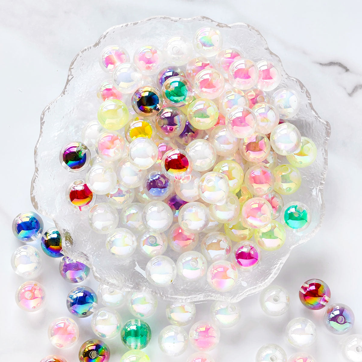 AA024 30pc/set 16mm Acrylic Straight Hole Round Beads DIY Cell Phone Chain Keychain ,PensCar Hanging Spacer Beads Material Accessories Decoration