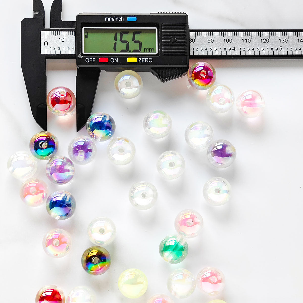 AA024 30pc/set 16mm Acrylic Straight Hole Round Beads DIY Cell Phone Chain Keychain ,PensCar Hanging Spacer Beads Material Accessories Decoration