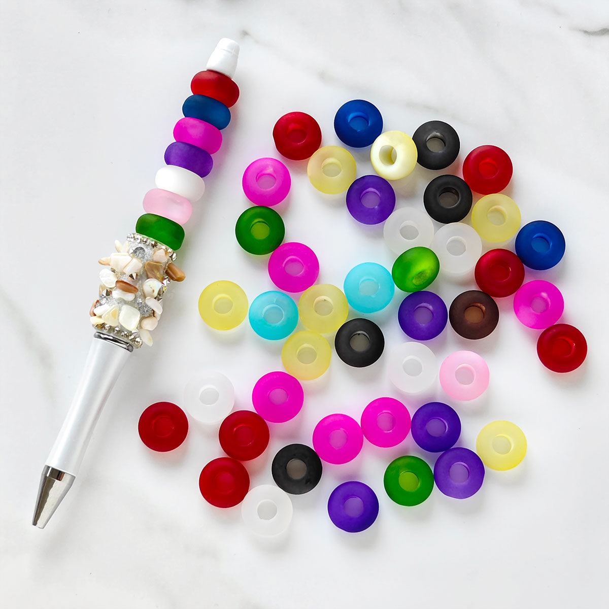 AA028 20 Pcs / bag Big Hole Beads - Assorted Cracked Acrylic Spacer Beads, Suitable For DIY Bracelet, Necklace, Keychain, Durable Jewelry Making Supplies, DIY Pens, Phonechains