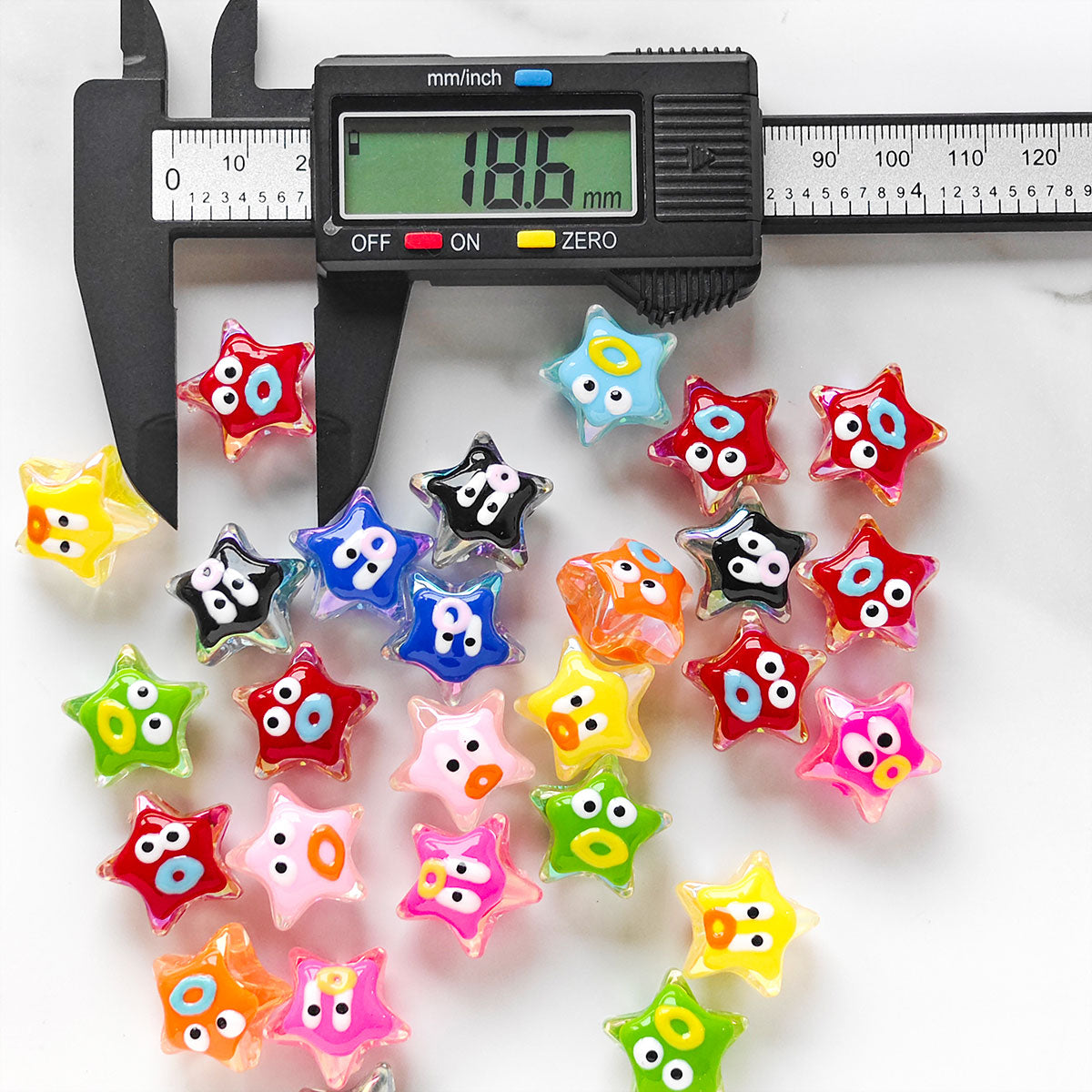 AA053 25pc/pack star with face Beads, For DIY Jewelry Making Like Star Beads Assortment, Suitable For Bracelets, Necklaces, Phone Straps, Keychains
