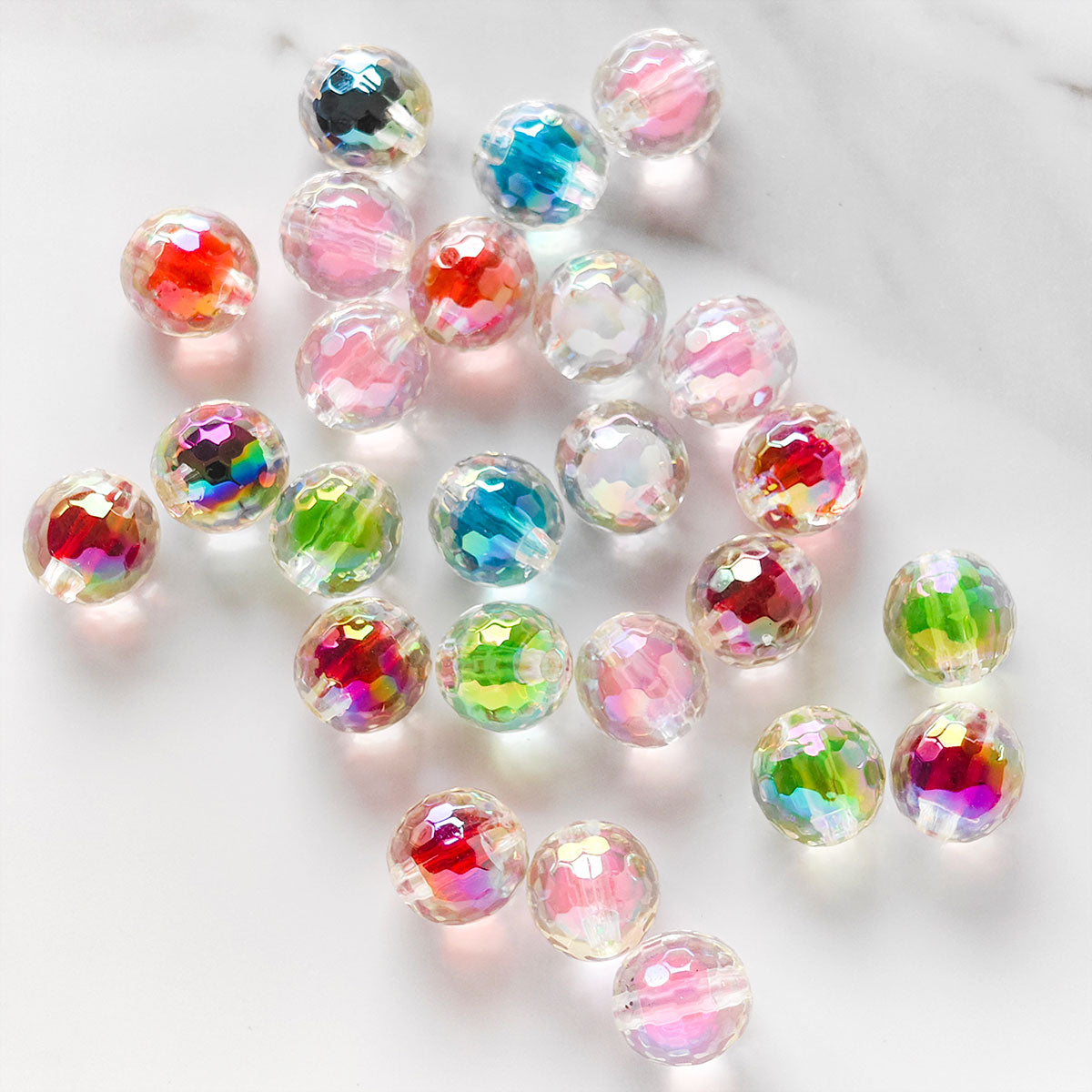 AA046 30pc/bag 16mm Mixed Round Shape Acrylic Beads, Suitable For DIY Bracelet, Necklace, Keychain, Phone Charm,Diy Pens,Colored bead
