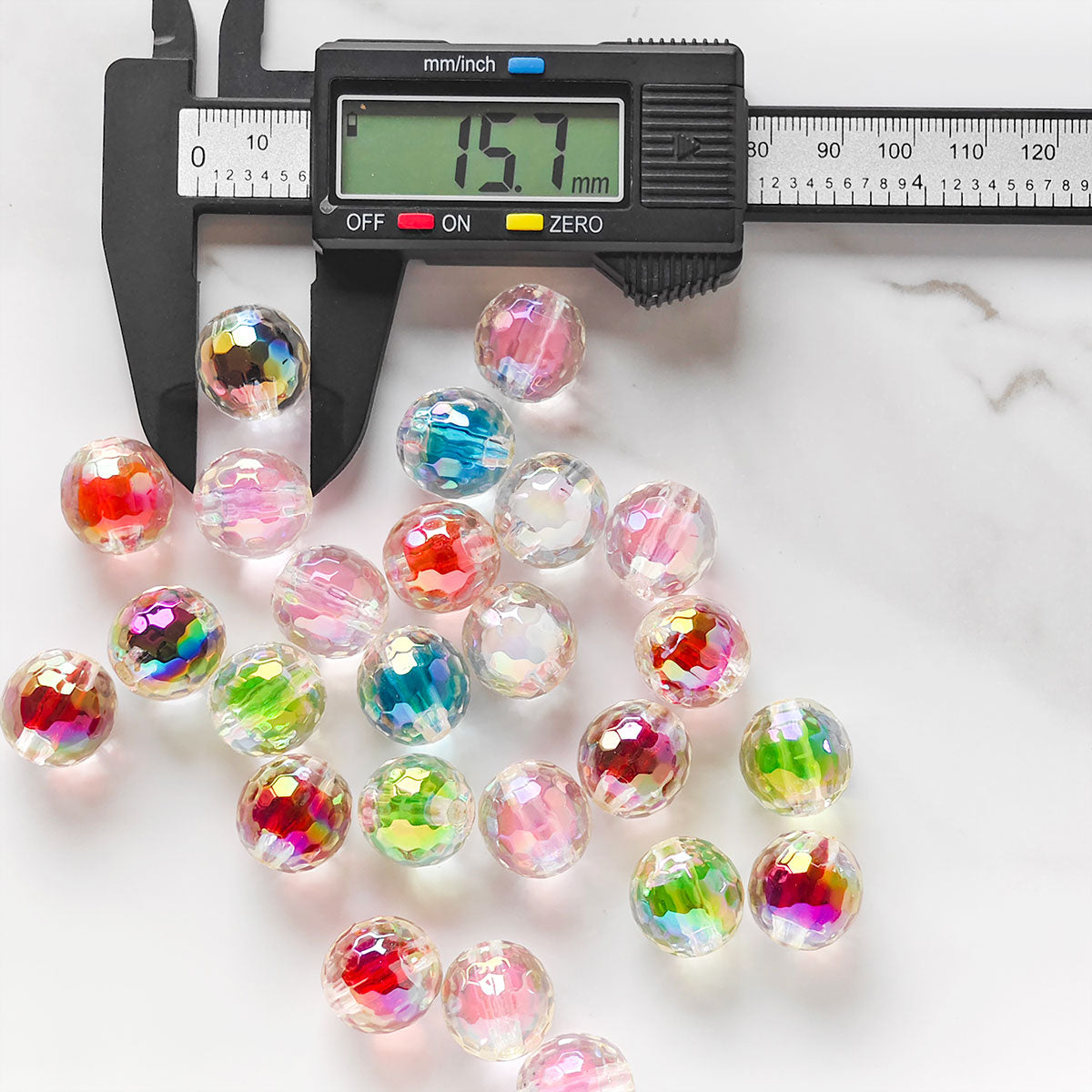 AA046 30pc/bag 16mm Mixed Round Shape Acrylic Beads, Suitable For DIY Bracelet, Necklace, Keychain, Phone Charm,Diy Pens,Colored bead