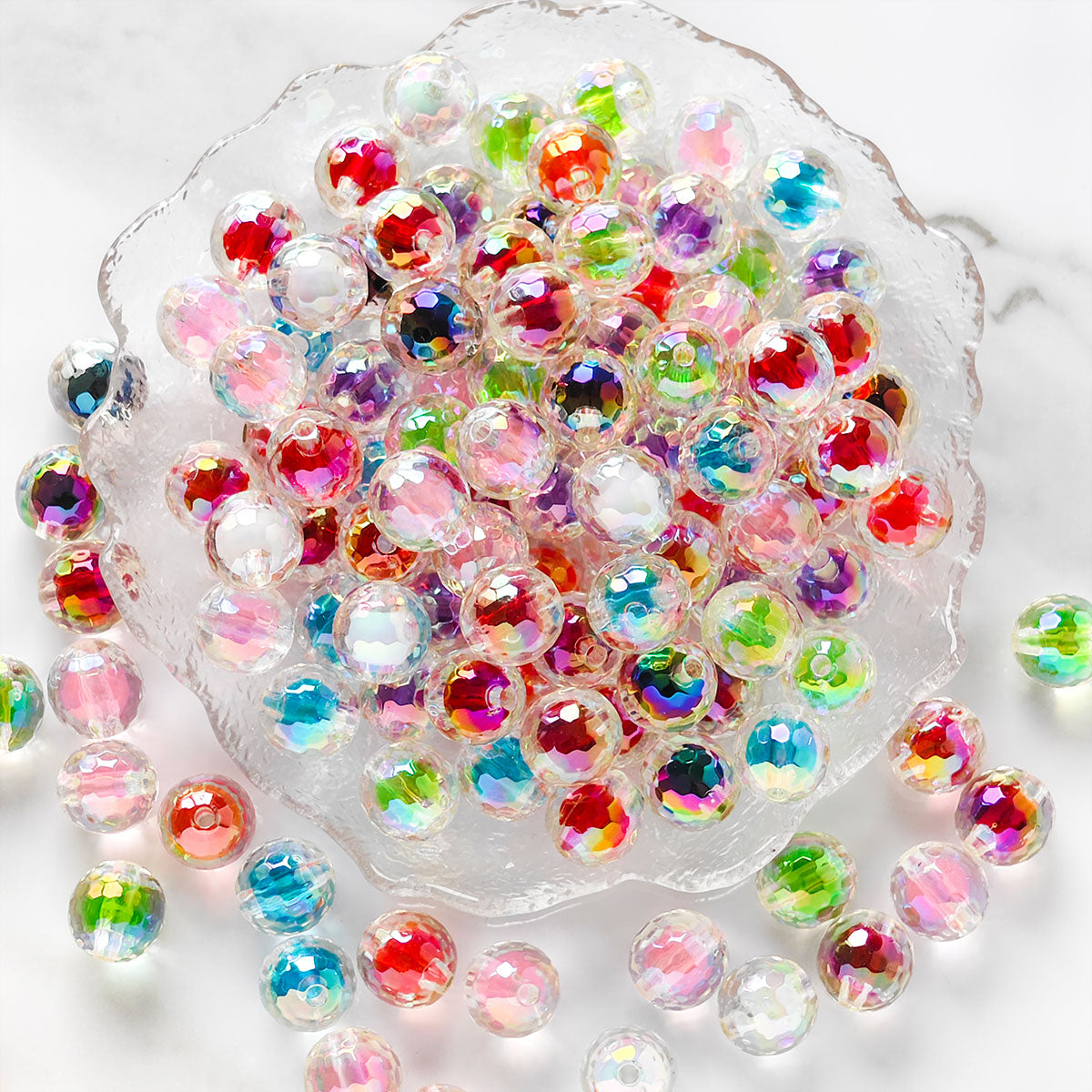 AA046 30pc/bag 16mm Mixed Round Shape Acrylic Beads, Suitable For DIY Bracelet, Necklace, Keychain, Phone Charm,Diy Pens,Colored bead