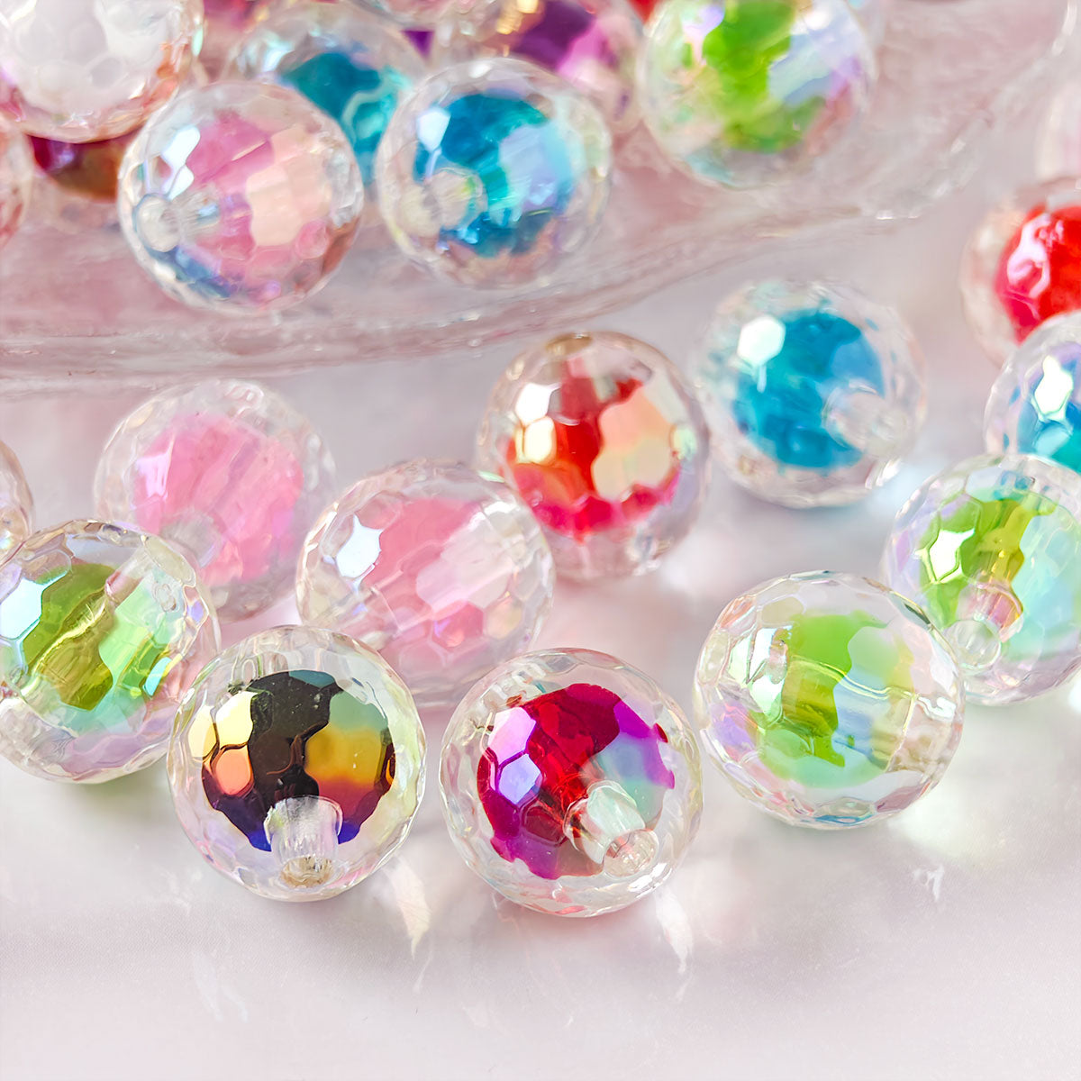 AA046 30pc/bag 16mm Mixed Round Shape Acrylic Beads, Suitable For DIY Bracelet, Necklace, Keychain, Phone Charm,Diy Pens,Colored bead