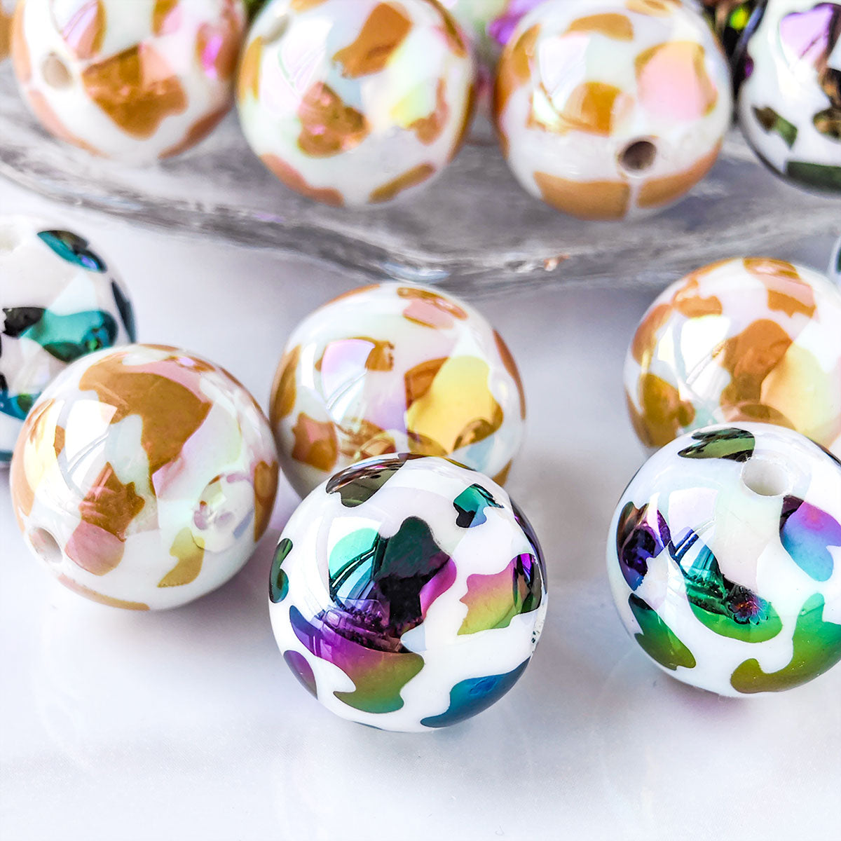 AA128 20pcs/Bag 20mm Cute cow Printed Beads, DIY Jewelry Making And Decorative Beads For Necklace, Bracelet, Phone Charm, Bag Decor