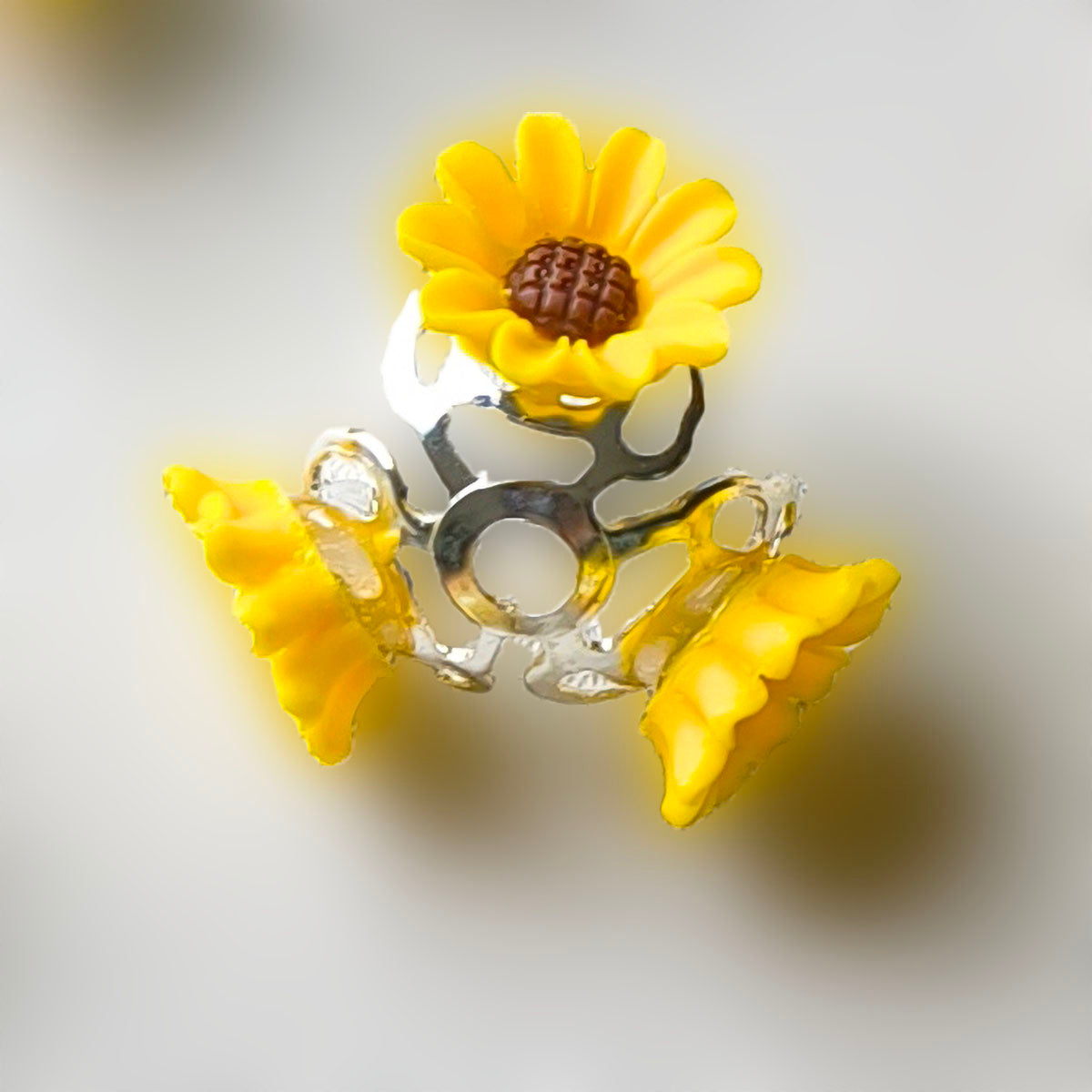 C52145 Sunflower Spacer Beads - DIY Handmade Beading Accessories Yellow Sunflower Decor Beads