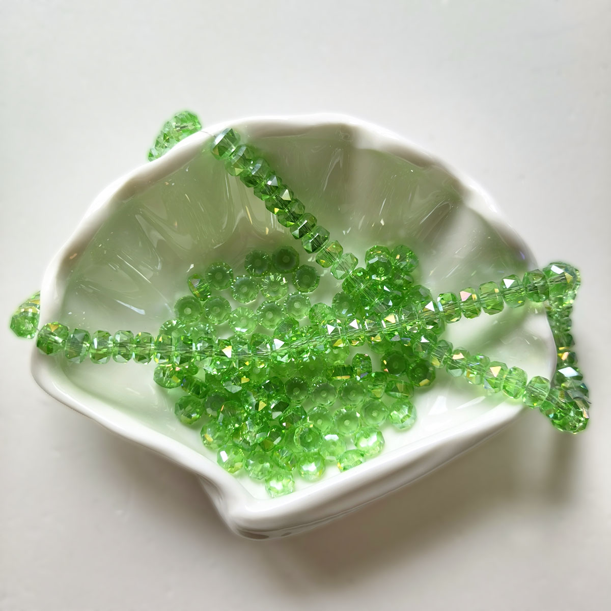AA0170 8mm Iridescent Sparkle Cut Crystal Glass Wheel Flat Beads - Semi-Finished Jewelry Beading Accessories