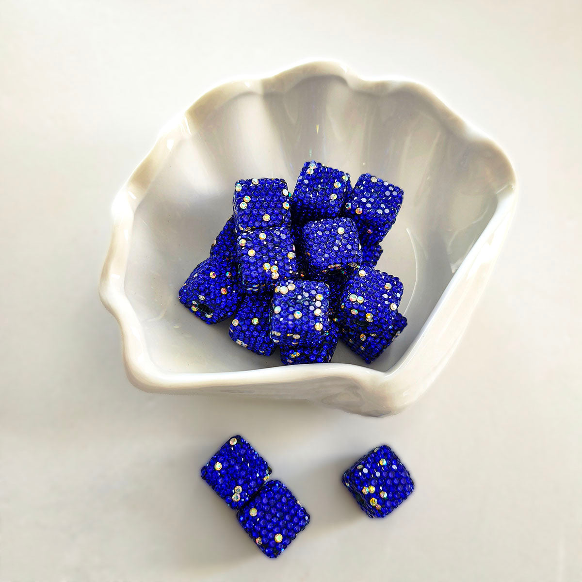 AA0174 25pcs/bag 14mm Full-Drill Square Straight-Hole Beads - DIY Beading Accessories for Necklaces, Bracelets & Keychains