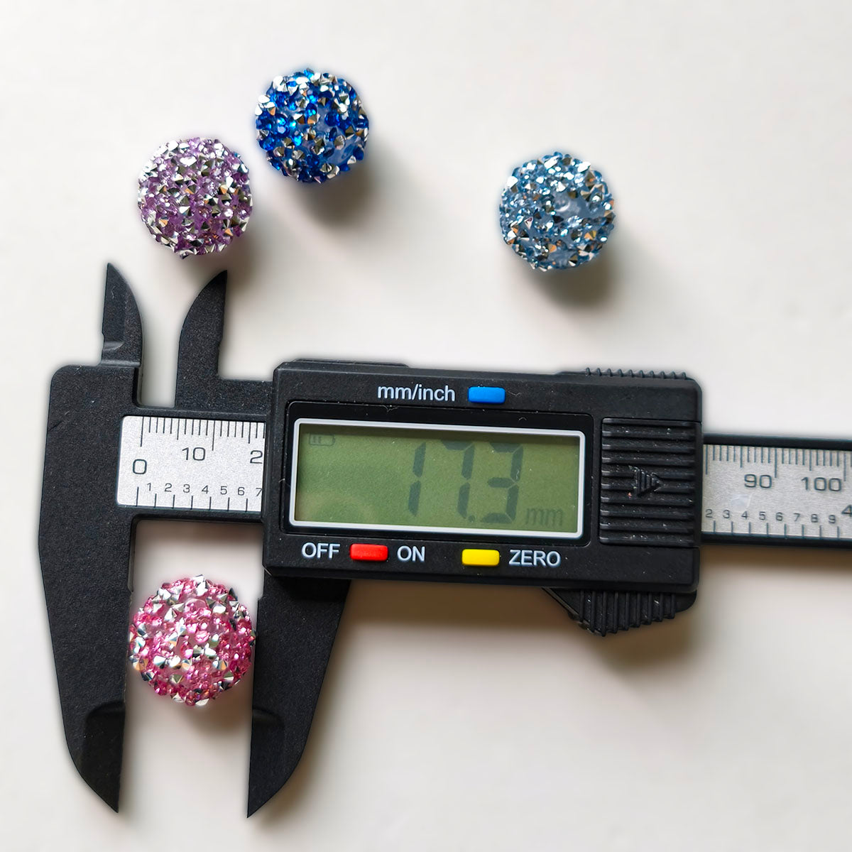 AA0209 15pcs/bag 16mm Starry Sky Soft Clay Rhinestone Round Beads, Multi Color Crystal Clay Ball, DIY Spacer Accessories for Bead Pens, Bracelets & Keychains