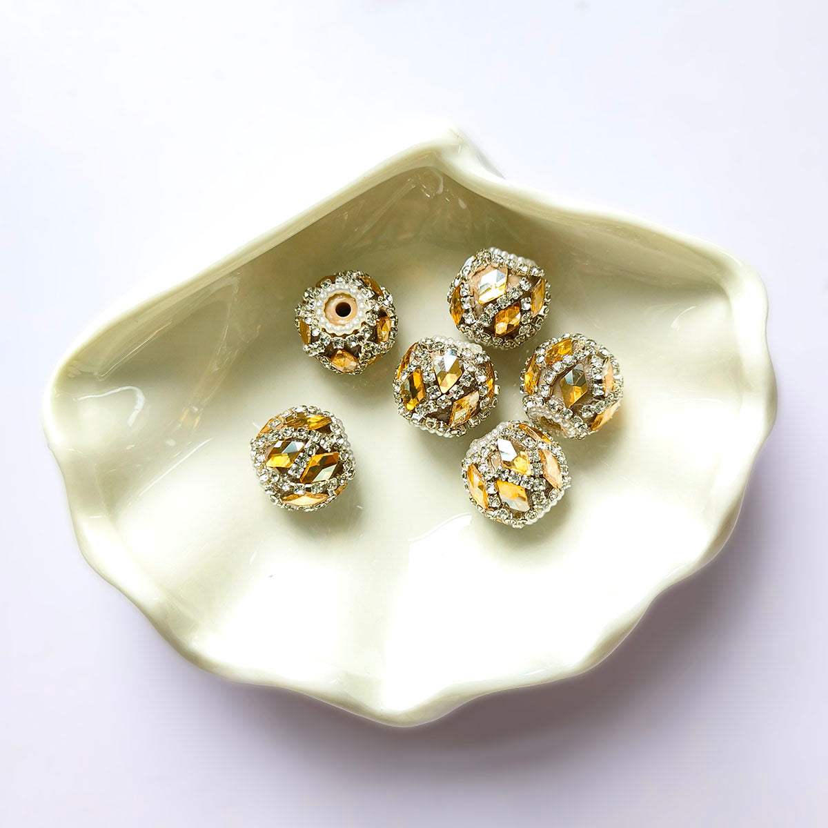 AA0232 Hand‑made Square Rhinestone Chain Wrapped Round Beads,DIY Beadable Pen, Phone Charm, Keychain Jewelry Making Supplies