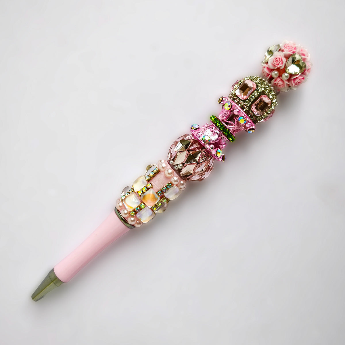 Rectangle Double Gem Pave Rhinestone Focal Bead, Large Hole Clay Bead for DIY Beadable Pen Bracelet Keychain