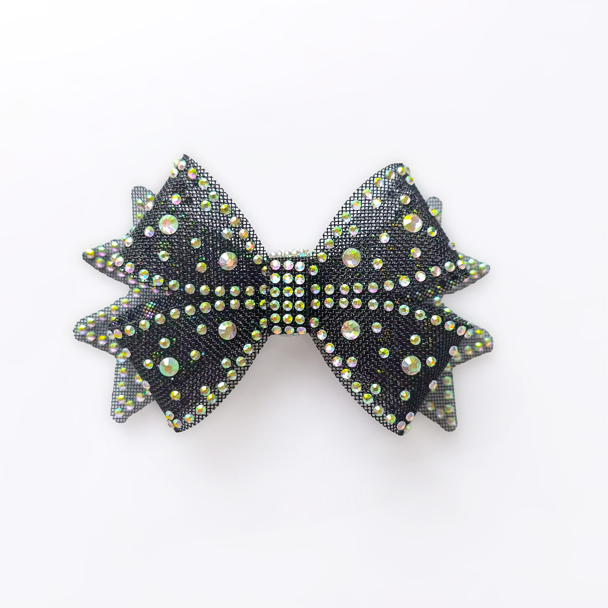 AA0233  Sparkly Royal Blue AB Rhinestone Mesh Cheer Bow for Girls Competition Performance