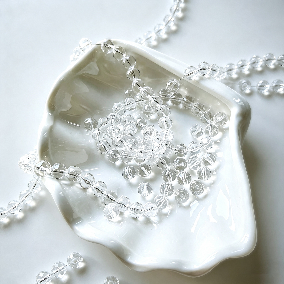 AA0220 8mm Clear Faceted Crystal Glass Round Straight Hole Beads, Loose Beads for DIY Bracelets, Necklaces & Jewelry Making Supplies