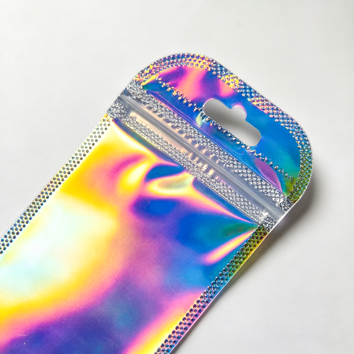 AA0173 Iridescent Laser Self-Sealing Bag - Thickened Pearl Jewelry Pouch DIY Craft Packaging Rainbow Bag