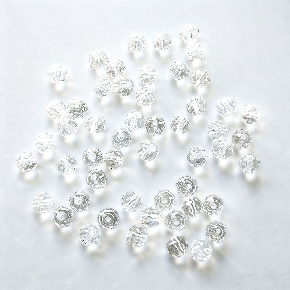 AA0220 8mm Clear Faceted Crystal Glass Round Straight Hole Beads, Loose Beads for DIY Bracelets, Necklaces & Jewelry Making Supplies