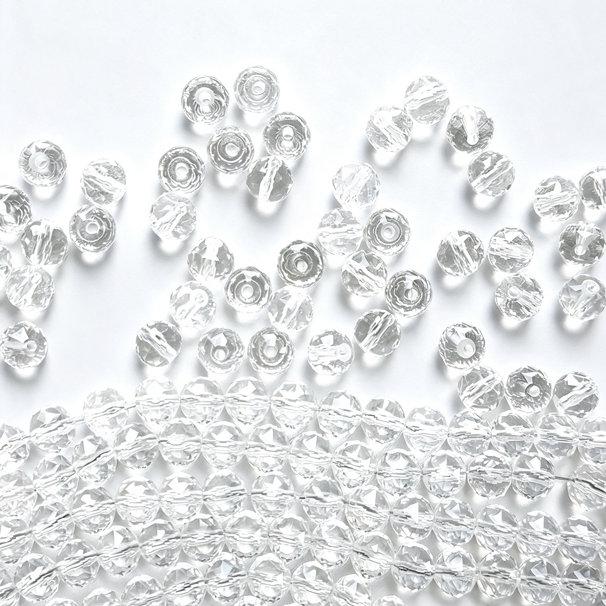 AA0220 8mm Clear Faceted Crystal Glass Round Straight Hole Beads, Loose Beads for DIY Bracelets, Necklaces & Jewelry Making Supplies