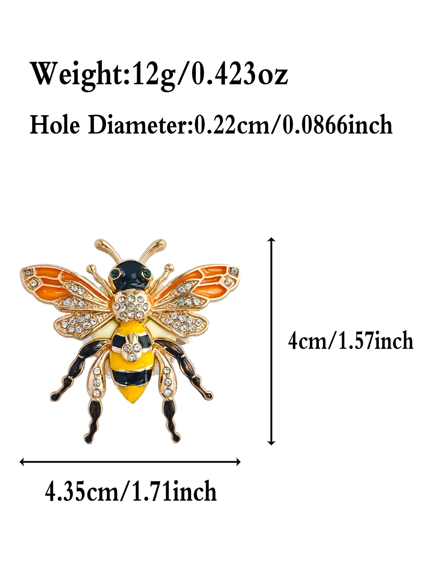 C52061  Metal Diamond Engraved Little Bee DIY Jewelry Making Craft Accessories, Fashion Decorative Beads For Pen, Keychain, Backpack Charm & Women's Creative Gifts