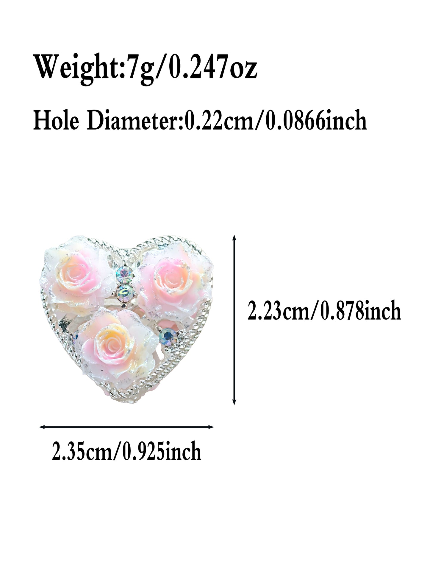 C52055 Double-Sided  Flower Resin Rose Heart-shaped Three Flowers  Suitable For Wearing As A Pen, Phone Chain, Bag Chain, Car Hanging Decorations, And Accessories