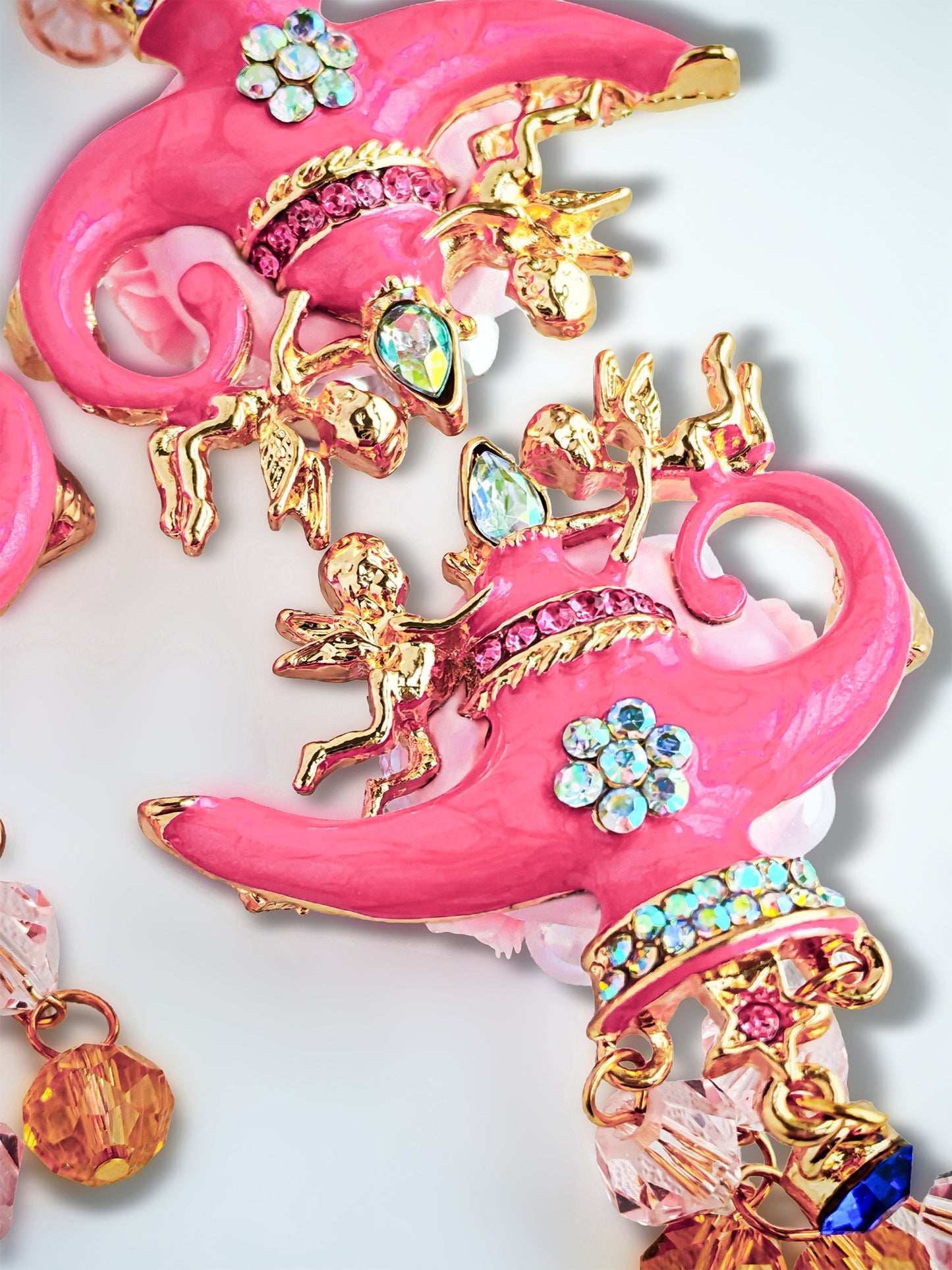 C52126 Metal Genie Gem Teapot, Aladdin's Wish-Granting Pot, with Pink Diamond Pendant, Great For DIY Pens, Necklaces, Key-chains