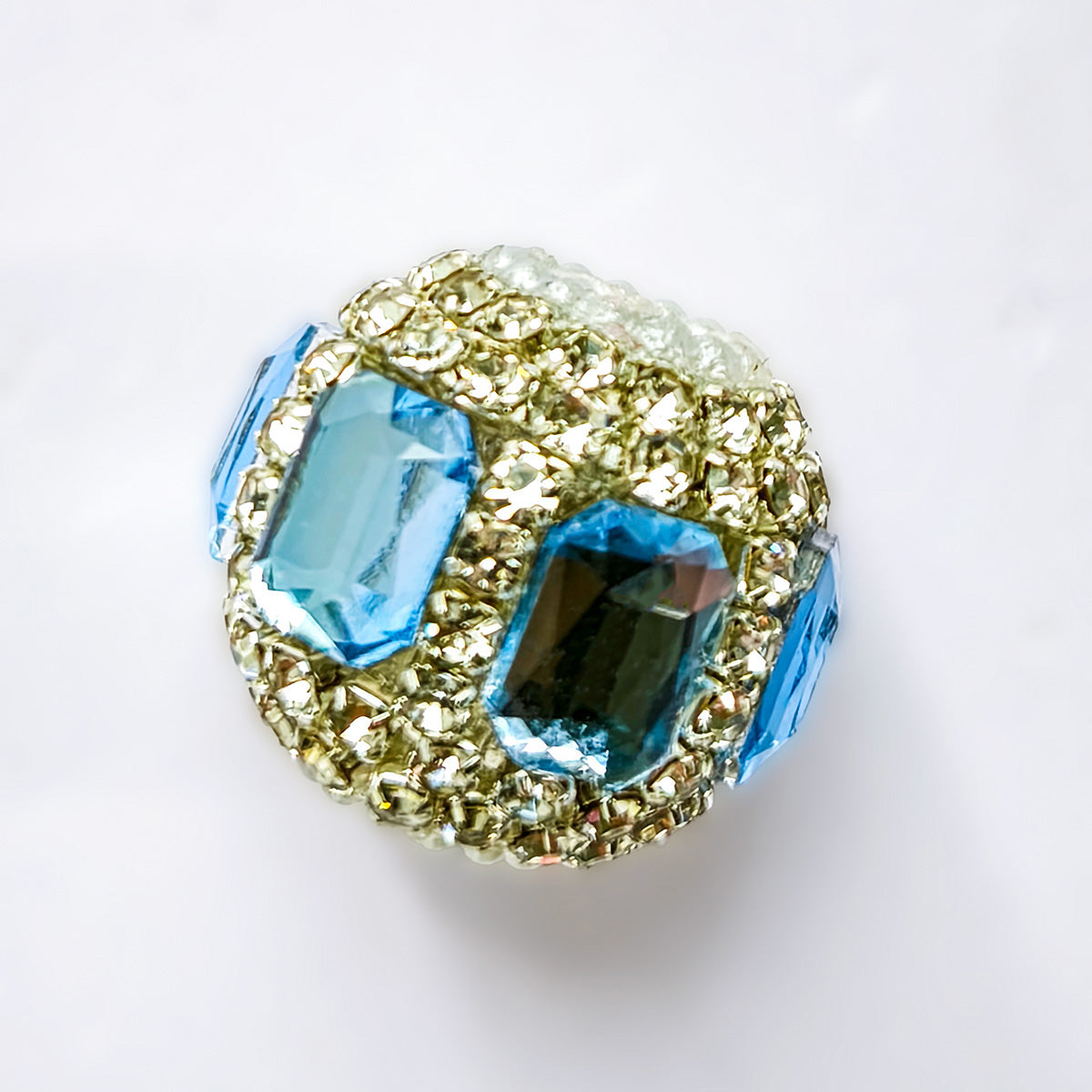 Rectangle Double Gem Pave Rhinestone Focal Bead, Large Hole Clay Bead for DIY Beadable Pen Bracelet Keychain