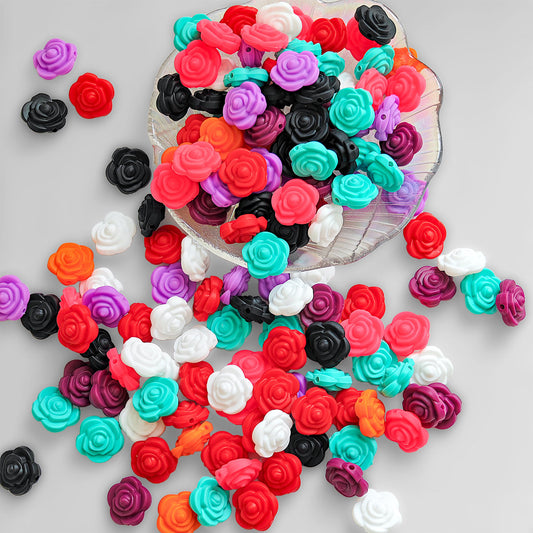 AA0137 25pcs Assorted Color Fresh Silicone Daisy Beads, Flat Double-Layer Flower Beads, Suitable For Home Decor, DIY Bracelets, Necklaces, Keychains, Phone Charms, Bag Accessories, And Craft Projects