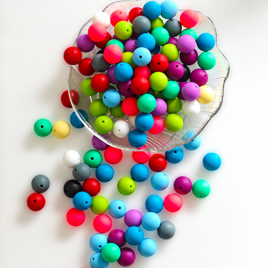 AA0140  40pcs/Set Soft Silicone Beads For Keychain Making colors Silicone Beads Bulk Round Bead Round Silicone Beads Loose Spacer Bead For Keychain Jewelry Accessories DIY Craft