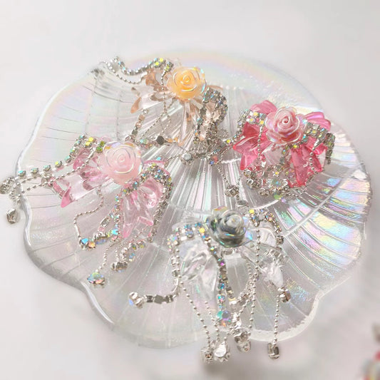 C52127 Handmade Heavy-Duty Bowknot Tassel Beaded Embellishments - Versatile DIY Accessories for Phone Chains, Bag Charms & Pen Decor