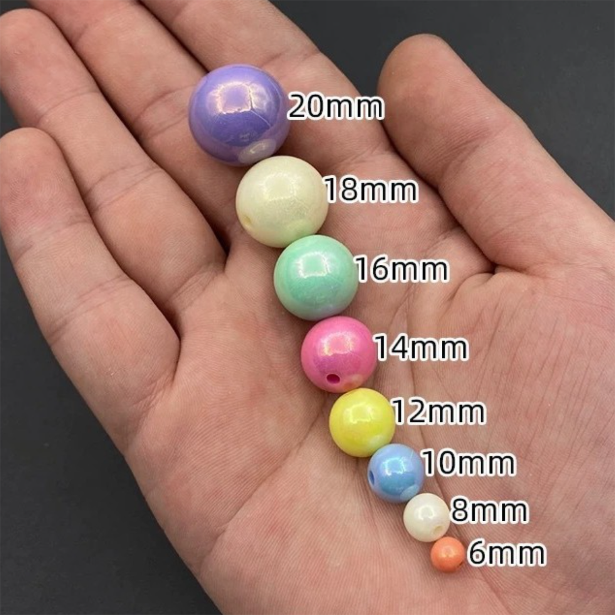 AA0156 25Pcs/Bag Macaron Acrylic Round Beads Multi Sizes 4-20mm Pastel Solid Color Loose Beads DIY Jewelry Making Accessories