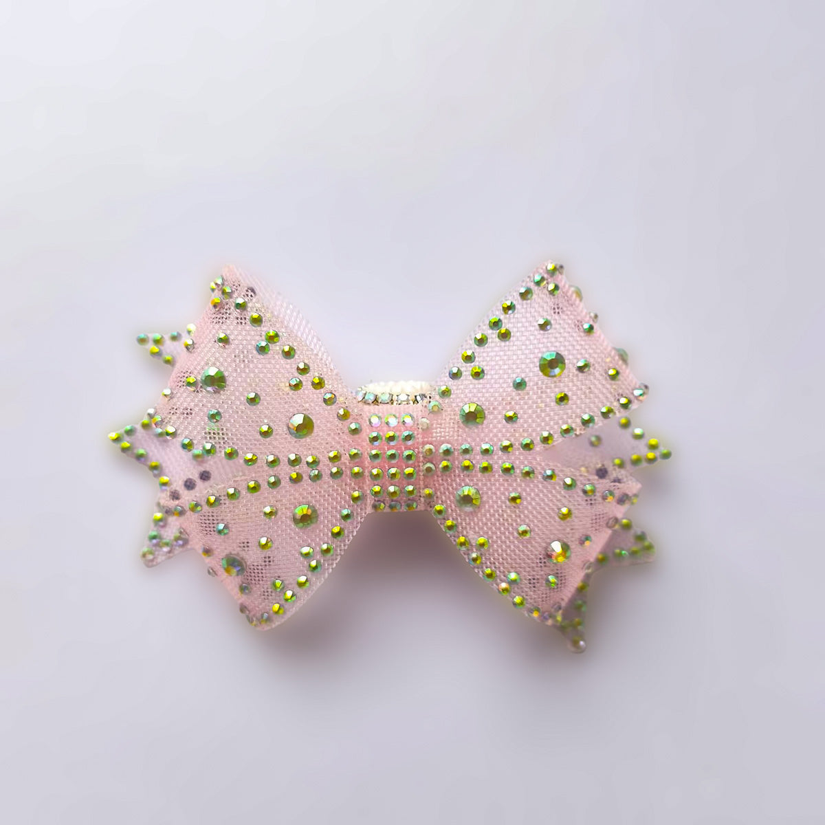 AA0233  Sparkly Royal Blue AB Rhinestone Mesh Cheer Bow for Girls Competition Performance